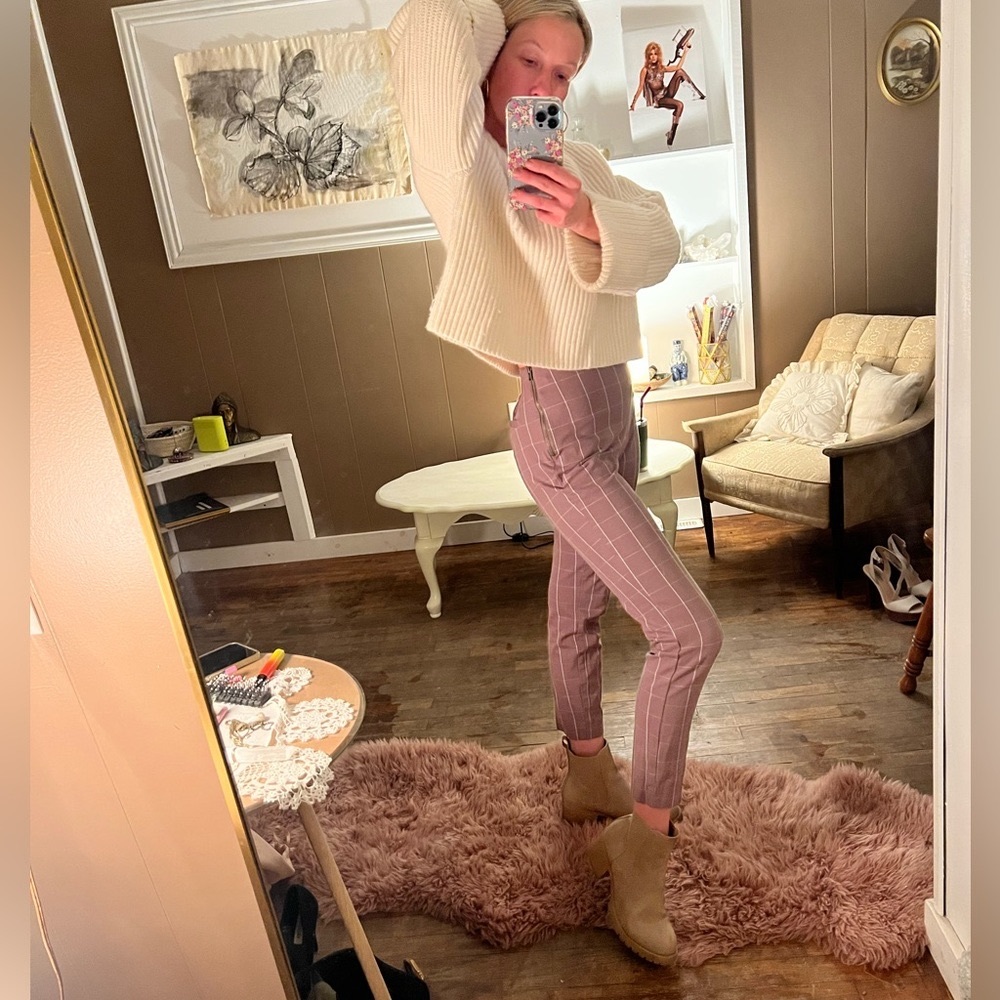Tan and White Cigarette Pants- Size 4